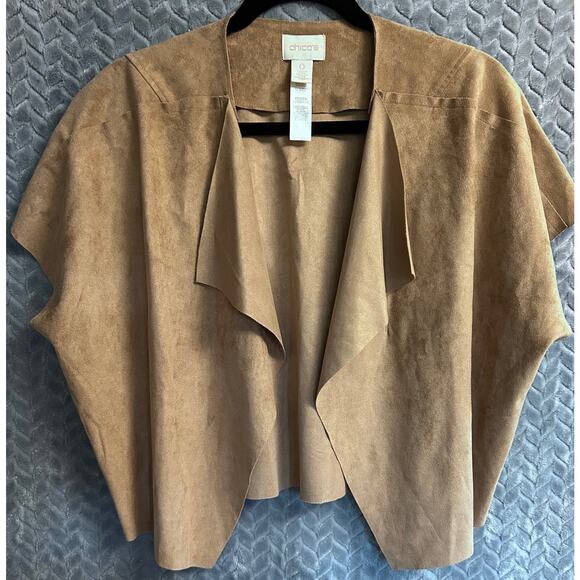 Chico's Faux Suede Buckskin Side Zip-Detail Jacket Size 0 (Small) drape country - Picture 1 of 4